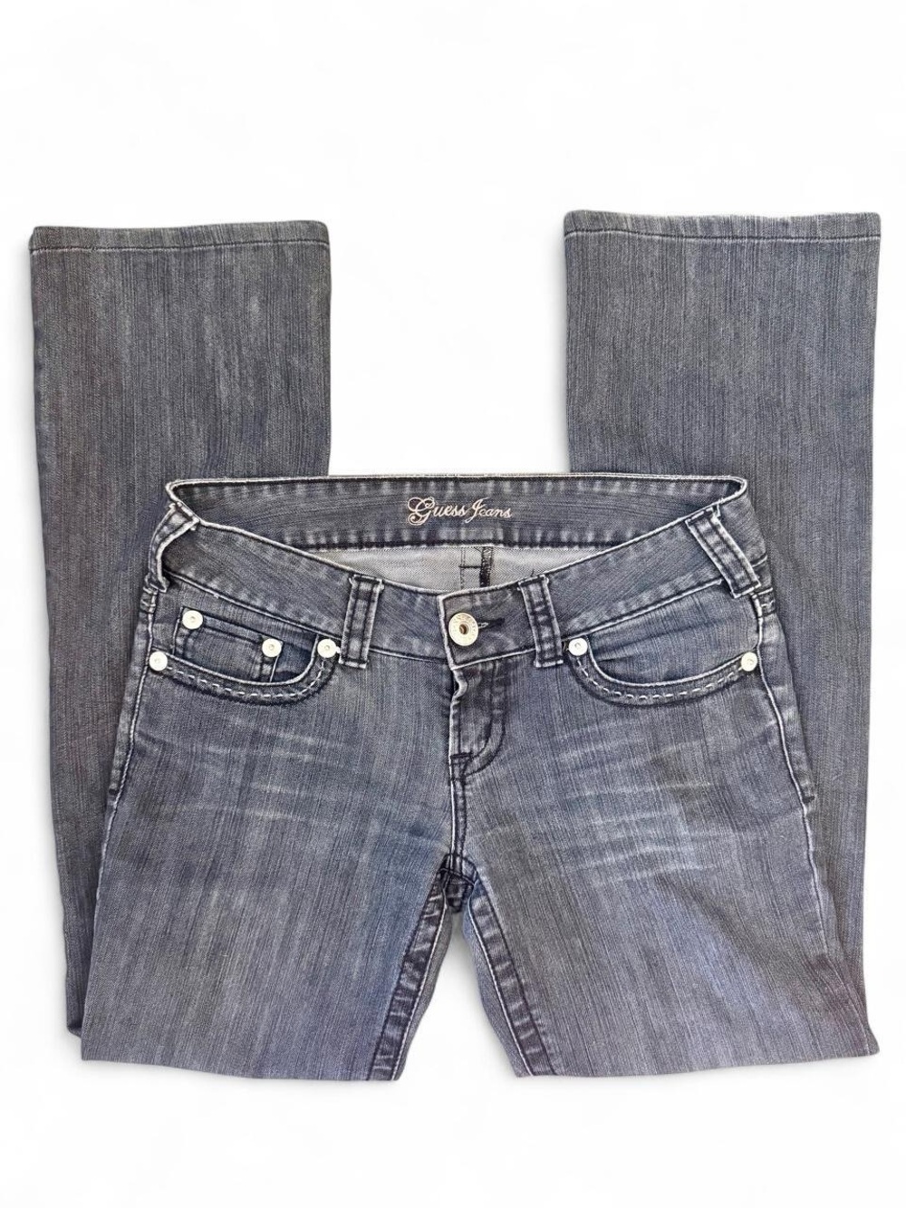 Guess Low Rise Straight Leg Grey/Black Vintage Jeans | Size 28